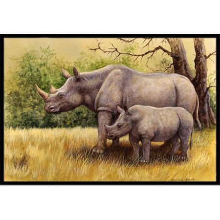 Carolines Treasures Carolines Treasures BDBA0306JMAT Rhinoceros by Daphne Baxter Indoor or Outdoor Mat; 24 x 36 BDBA0306JMAT